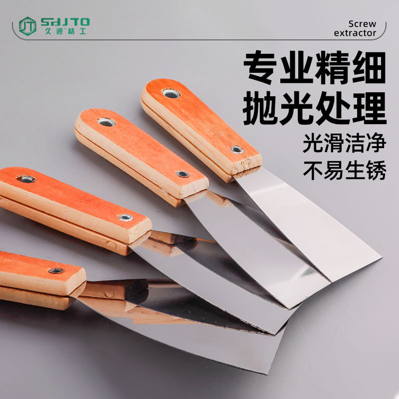 Los fabricantes venden cuchillos de cenizas de aceite, espátula triangular gruesa, espátula de limpieza de paredes, espátula de doble clip, espejo, mango de madera, masilla