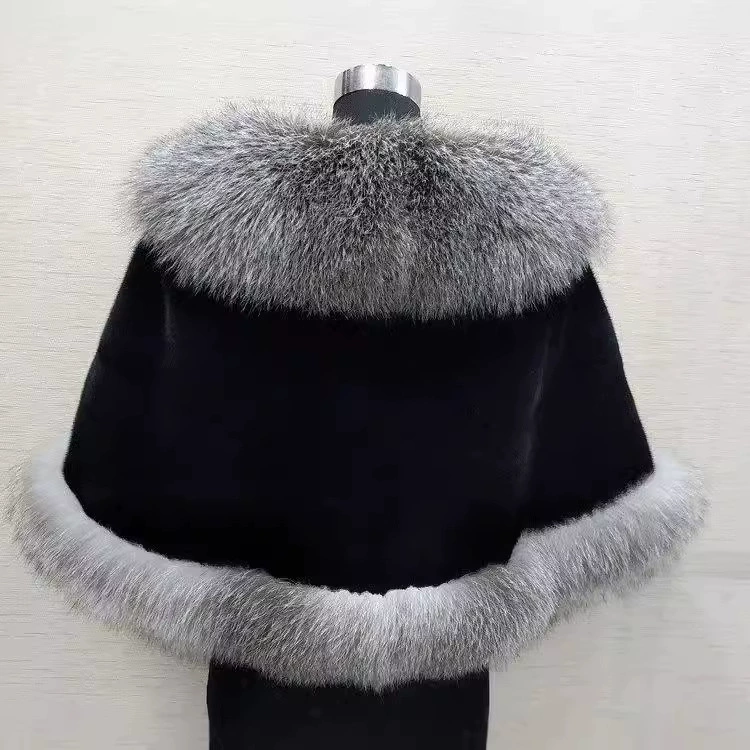 Other Brand Cloak: Demi-season Trench Coat Dress, Warm Fur Jacket; White/Black/Burgundy/Gray-Black