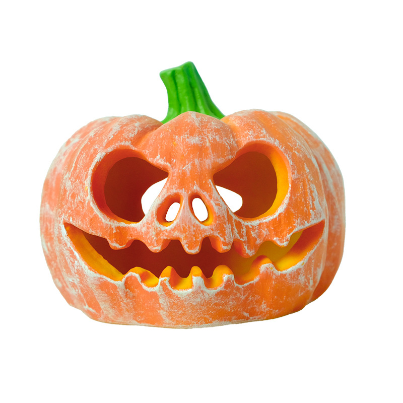 Venta caliente pecera acuario decoración de resina escondida decoración de la casa calabaza sumergida paisaje de Halloween olla de reproducción desove