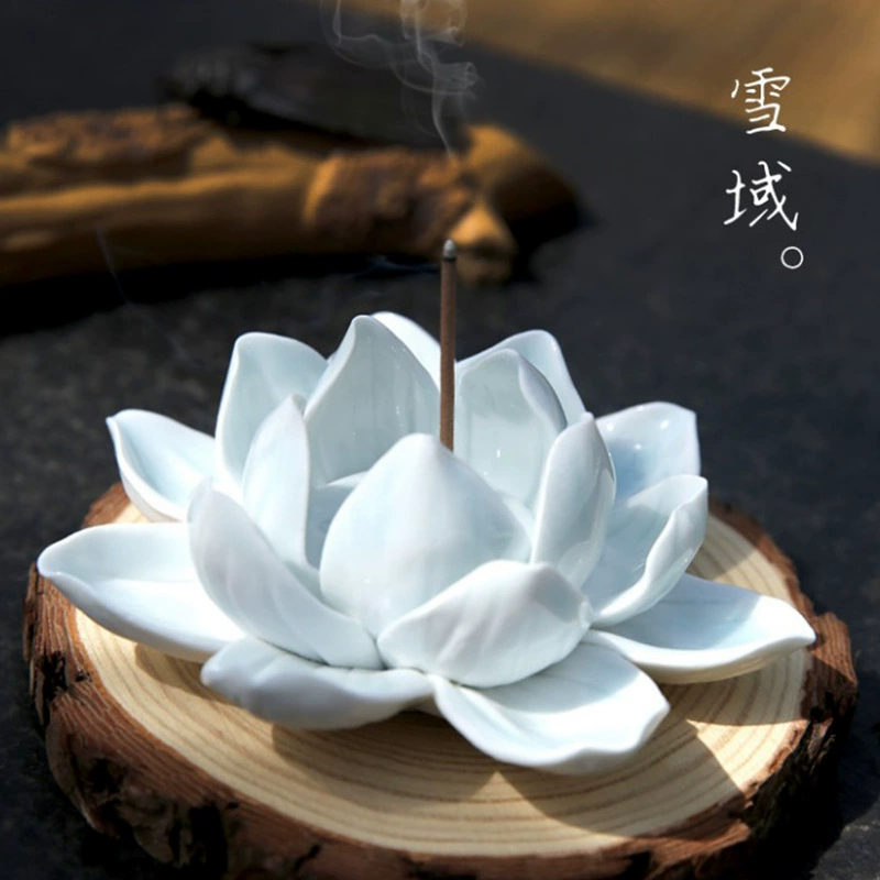 Цзиндэчжэнь ручной работы подставка для благовоний снежное поле с обратным потоком благовония дзен белый лотос лоток для благовоний пресс-папье Курильница Фарфор