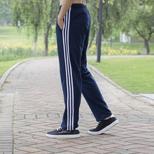 青少年运动裤男女宽松直筒三条杠夏季薄款纯棉高中学生校服春秋款