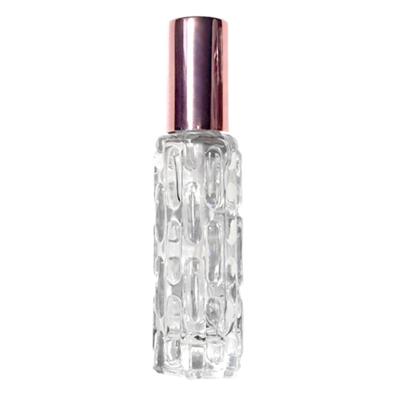 En stock al por mayor 10ml botella de spray de perfume de vidrio rosa de oro boquilla de aluminio perfume sub-botella prensa botella vacía
