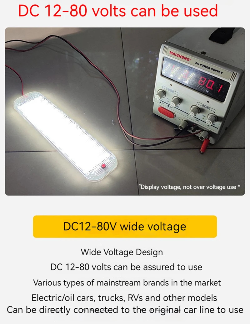 Neutral Ultra-Bright Truck Led Compartment Light 72 Beads 12-80V Rv Cab Reading Light Trunk Light Panel