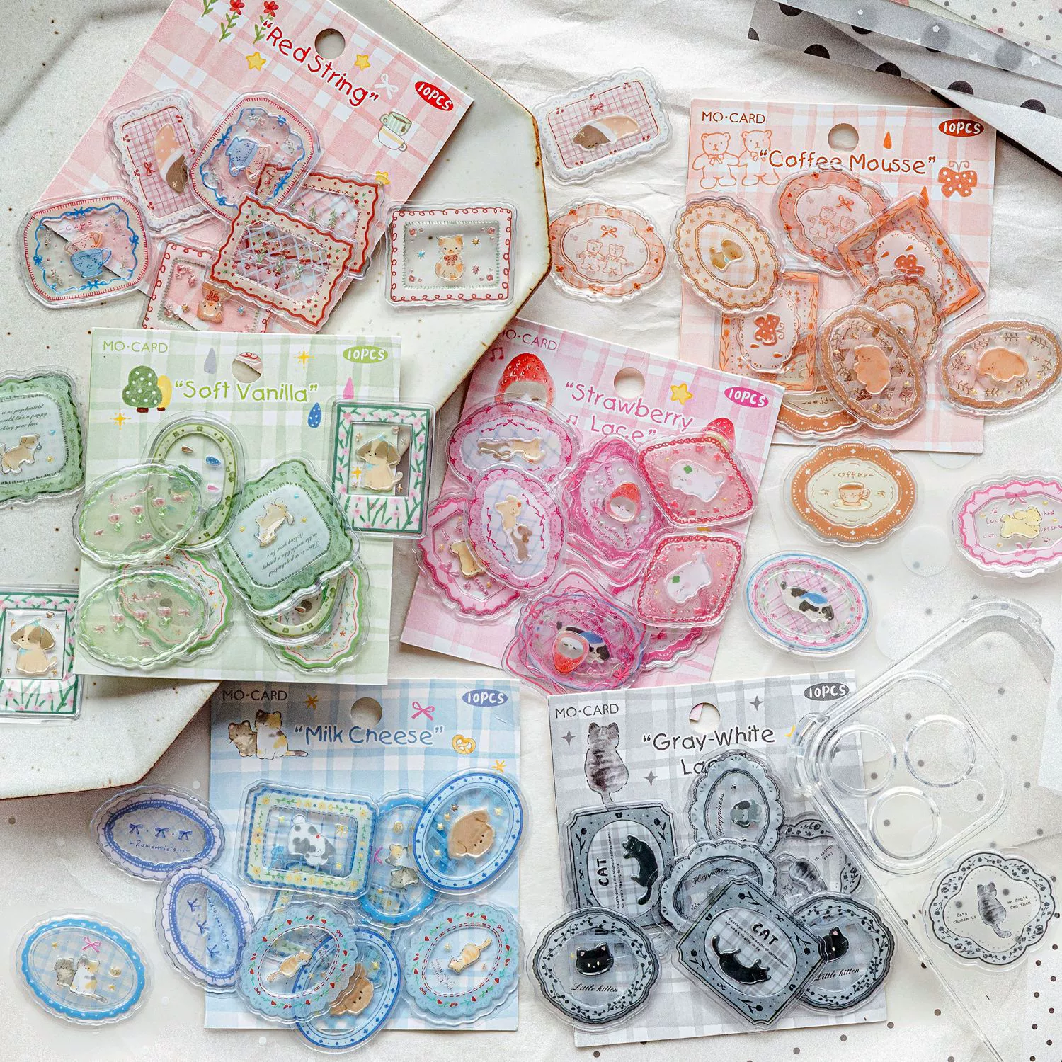Набор наклеек Momo Epoxy Sticker Pack Sweetheart Маленькая тарелка серия Оригинальный лёгкий ретро стиль Креативный справочник Декоративные материалы Наклейки