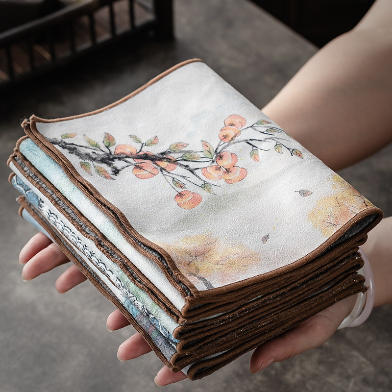 Transfronterizo de algodón y lino de estilo japonés toalla de té absorbente accesorios de la ceremonia del té mantel gris trapo estilo simple estera de té ceremonia del té Accesorios