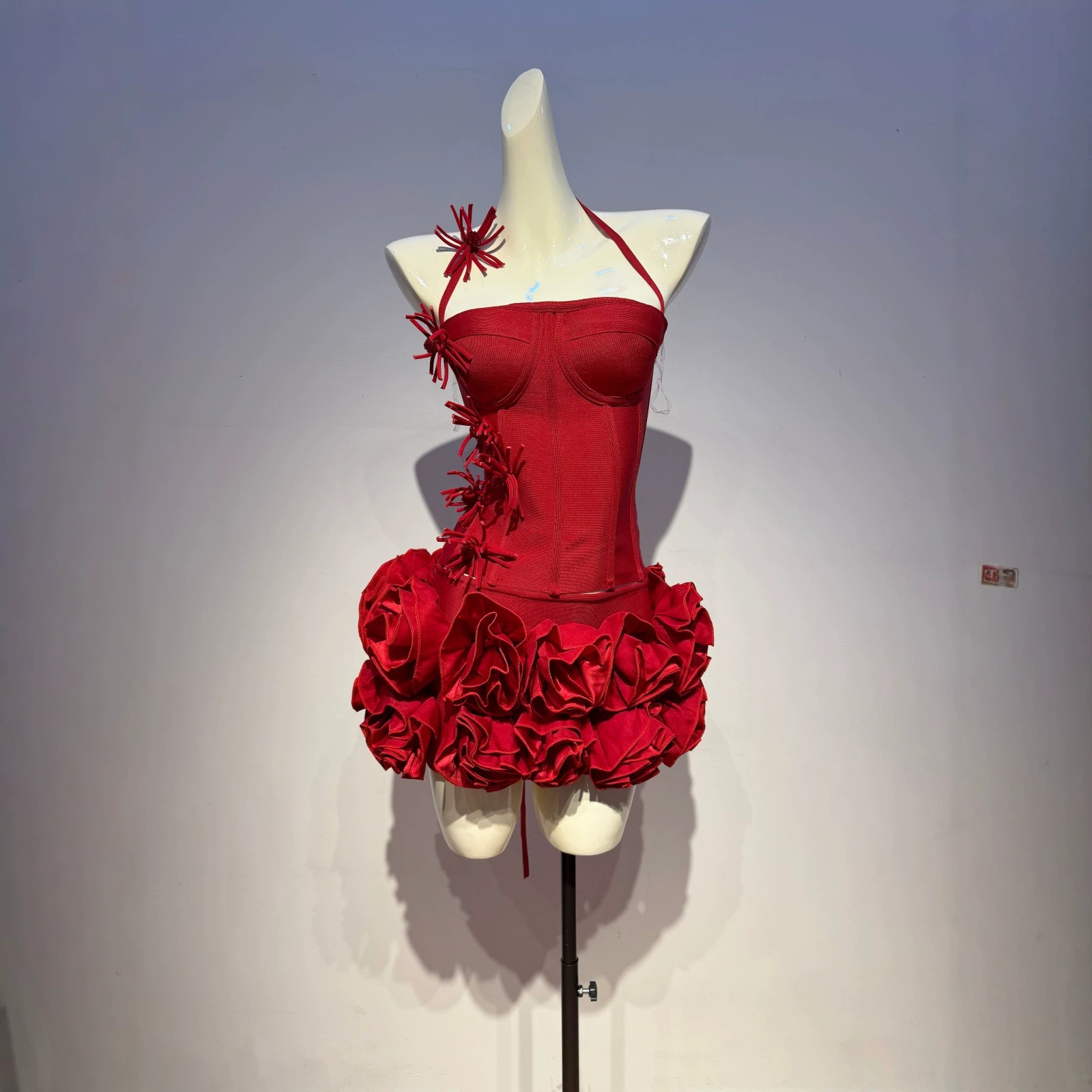Independent Brand Cross-Border Halter Top + Floral Short Skirt Set, Fashionable and Sexy Party Island Vacation Bandage Dress