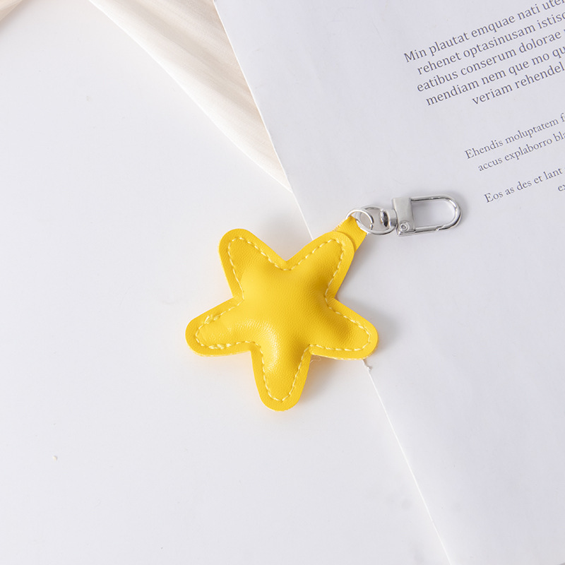 クロスボーダー小型充填綿 pu 五芒星ペンダント携帯電話ケースバッククリップ DIY アクセサリー革スターキーホルダー卸売|undefined