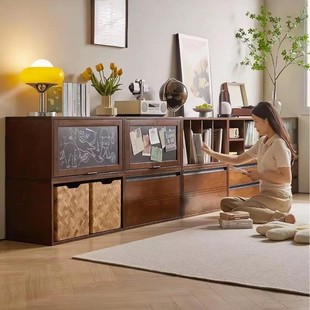 Bookcase Building Block Display Cabinet Free Combination Plaid Cabinet Floor-To-Ceiling Wall-Mounted Solid Wood Kindergarten Living Room Floor-Standing Storage Rack