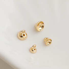 14K包金保色收尾藏线帽 闭口双孔项链珍珠托帽连接圈 diy饰品配件