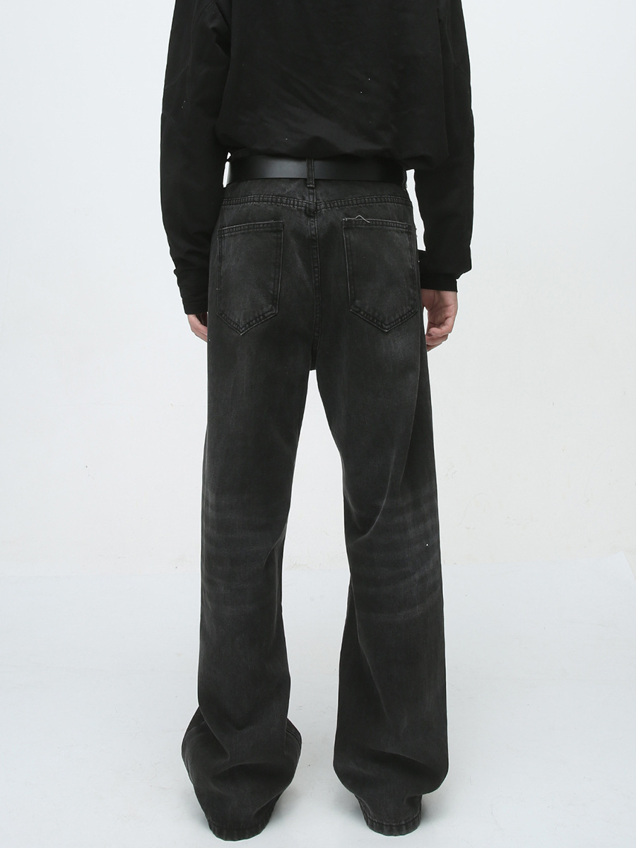 Ropa de hombre MTLClothes | 2023 Four Seasons nuevo retro flojo recto plisado negro y gris Jeans para hombres