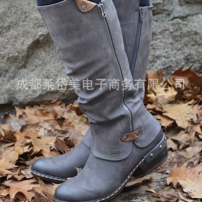 Осенне-зимние новые длинные сапоги 40-43 Большие размеры рыцарские сапоги высокие сапоги женские сапоги