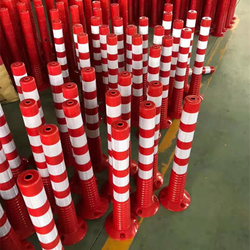 75cm塑料警示柱道路安保警示路桩弹力反光立柱PU防铁撞立柱隔离墩