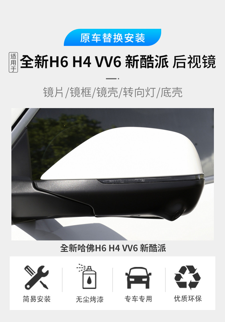Suitable for the new Haval H6 Coupe rearview mirror housing, H4 reversing mirror lens frame, and VV6 turn signal reflector