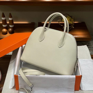 New Bolide25 Bowling Bag Epsom Leather Semi-Handmade Waxed Thread Handbag Single Shoulder Crossbody Bag Light Luxury Women's Bag
