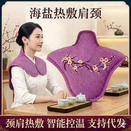 家用肩颈盐热敷包海盐粗盐电加热颈椎肩周纯艾草盐包艾灸理疗披肩