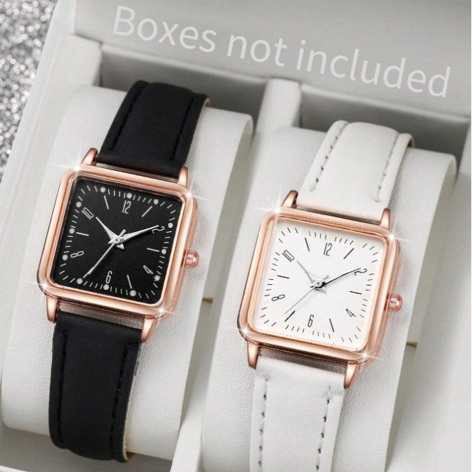 Neue uhr lässige mode schwarz und weiß paar uhr quadratische digitale quarzuhr_voghion.com