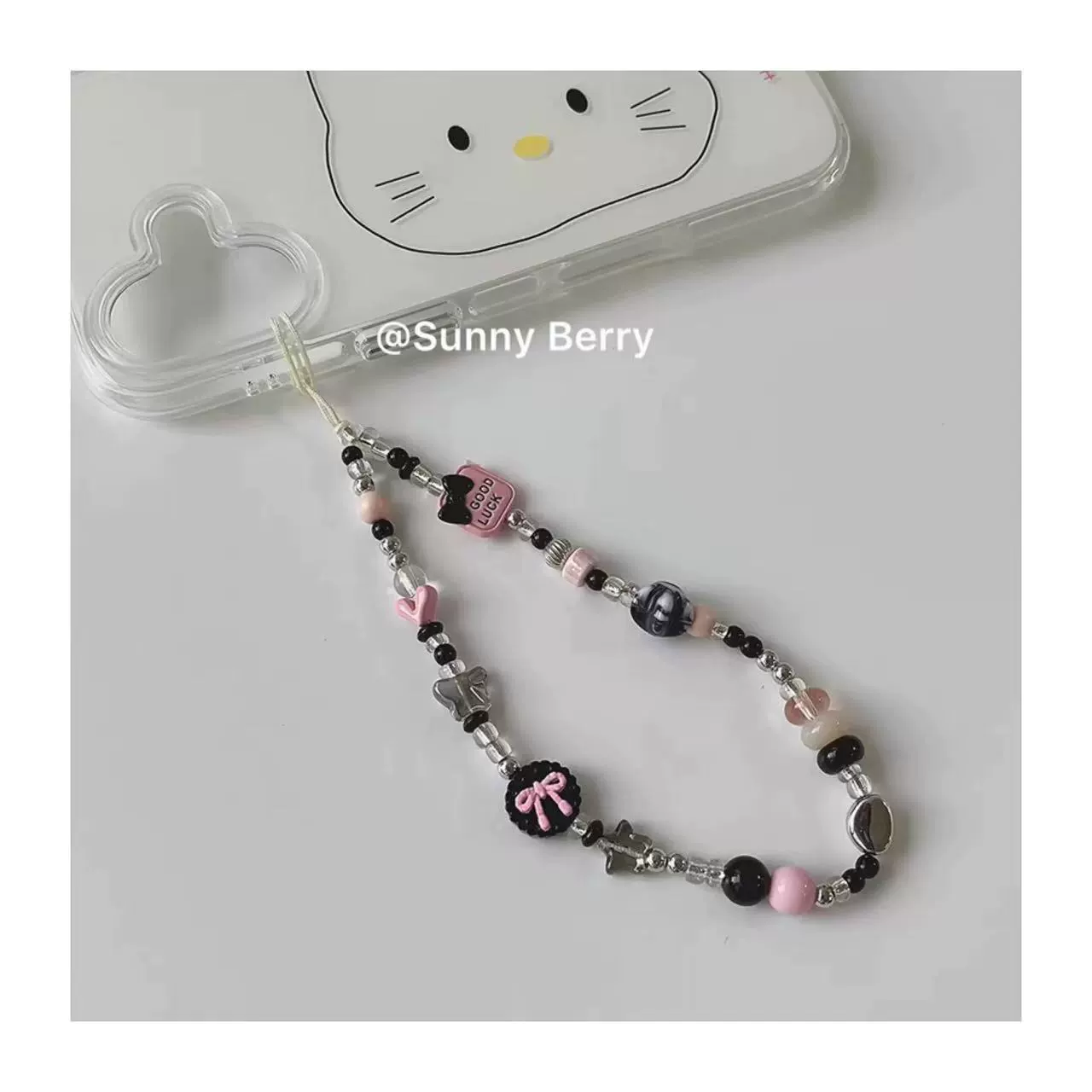 Beaded Phone Strap DIY, 12 cm Pendant with Bow Accent, Multi-use Camera & Mobile Charm