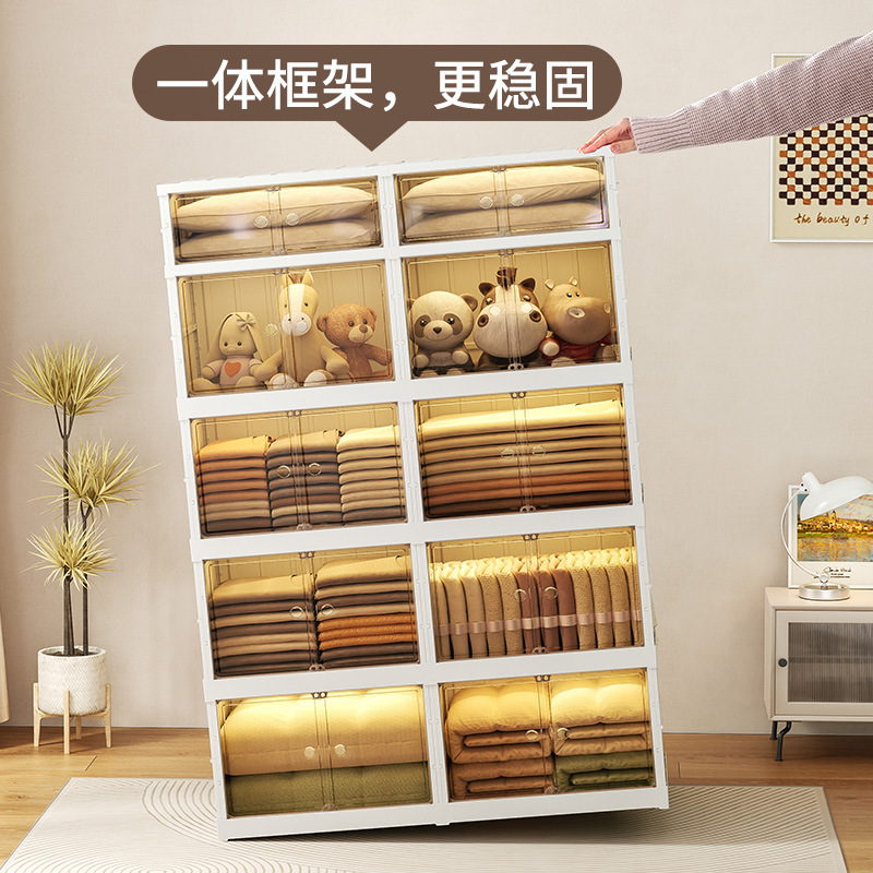 Armario de almacenamiento de plástico plegable sin instalación, para uso doméstico, para ropa, juguetes y artículos diversos de niños, gabinete de aperitivos para sala de estar