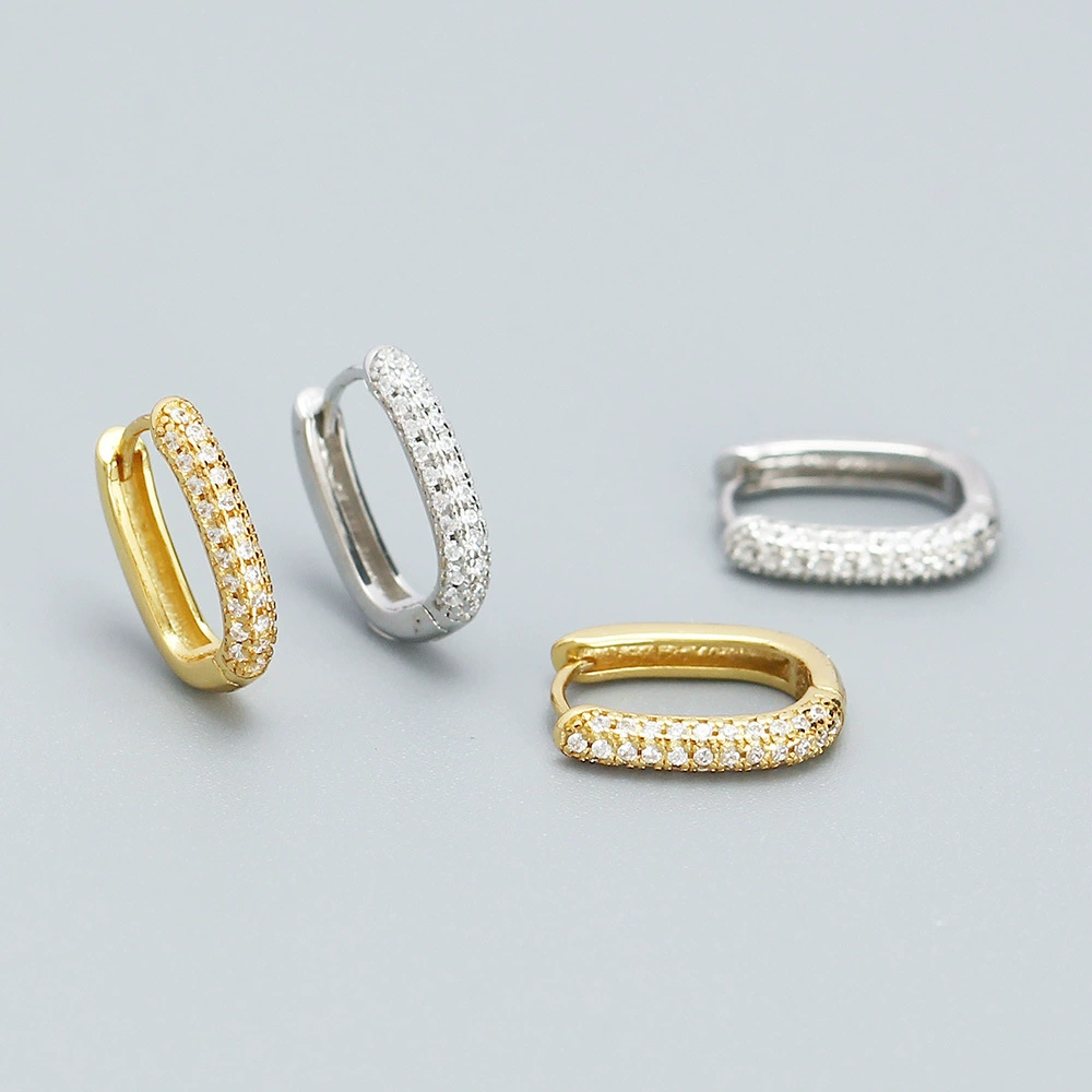 Earrings, shiny sophisticated universal zirconium, silver 925 sample, micro incrustation