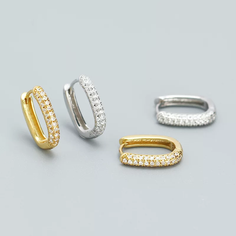 Earrings, shiny sophisticated universal zirconium, silver 925 sample, micro incrustation