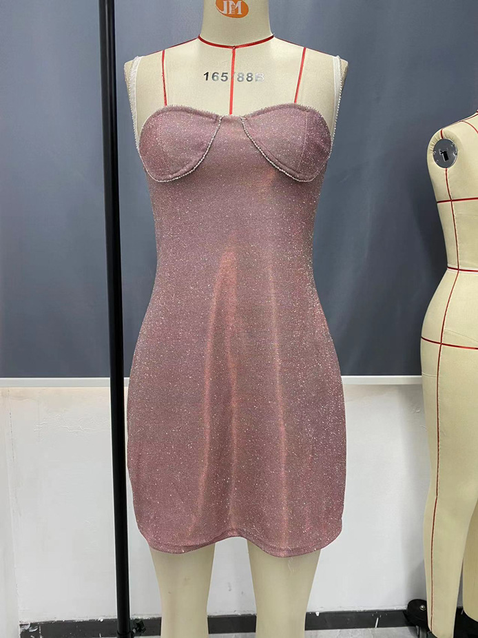 Women's Summer Elegant Strappy Solid Color Office Bodycon Dress
