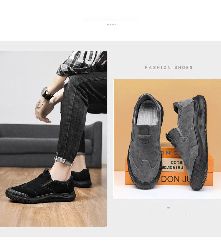 Giày lười nam xỏ chân đế mềm, giày thường ngày dễ phối, mũi tròn, gót bằng — Màu kaki, Màu xám, Màu đen chi tiết 2
