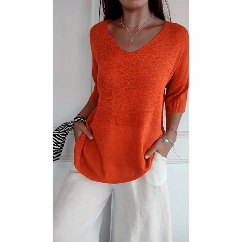 Women's Sweater 3/4 Length Sleeve Sweaters & Cardigans Simple Style Solid Color display picture 12