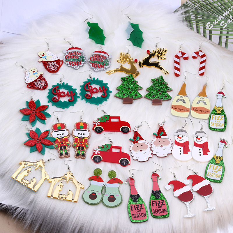 Simple Style Christmas Tree Santa Claus Arylic Stoving Varnish Women's Earrings 1 Pair display picture 20