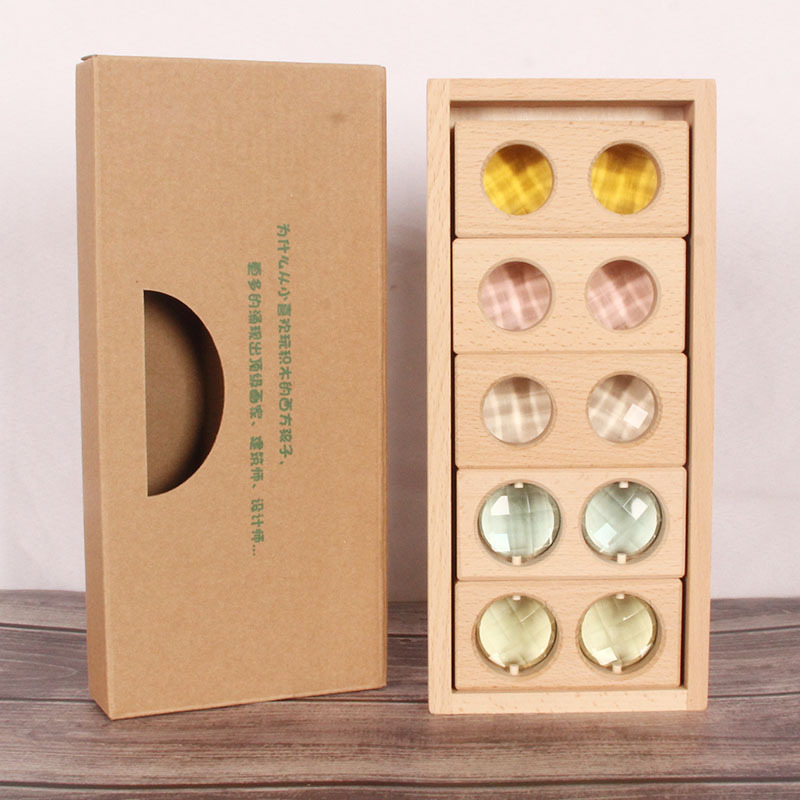 Bloques de construcción de GEMA de madera para niños bloques de construcción transparentes de acrílico que ensamblan Juguetes Educativos de Educación Temprana de construcción creativa para bebés