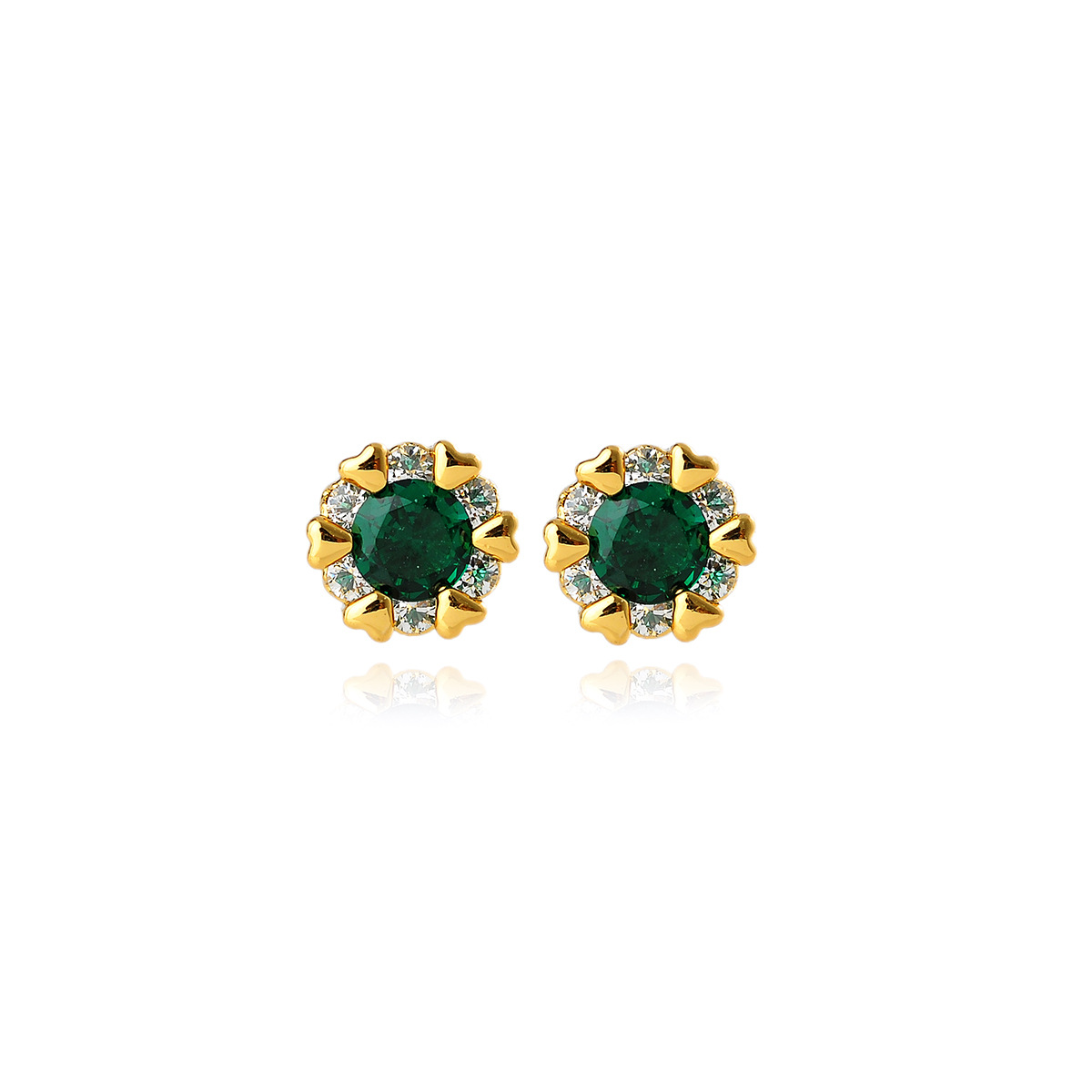 Pendientes de botón con perla y circonita para mujer elegantes_voghion.com