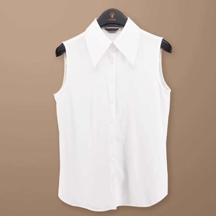 Pointed Collar Sleeveless Shirt for Women 2025 Autumn and Winter Fashionable Versatile Sweater with Layered Vest Elegant White Bottoming Shirt