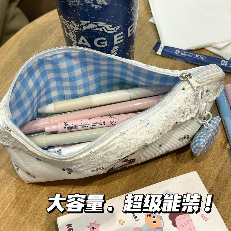 キティ花柄鉛筆バッグイン高価値女の子化粧収納袋大容量小中学生鉛筆文具バッグ|undefined