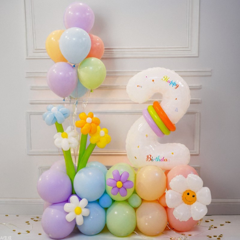 32 pulgadas digitales blancas para niños bebés 2 años de cumpleaños globos 3 años de fiesta escenario decoración pared de fondo