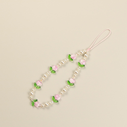 Tulip Sweet Ins Style  New Original DIY Phone Chain Hand-drawn Phone String Chain Pendant Ornament