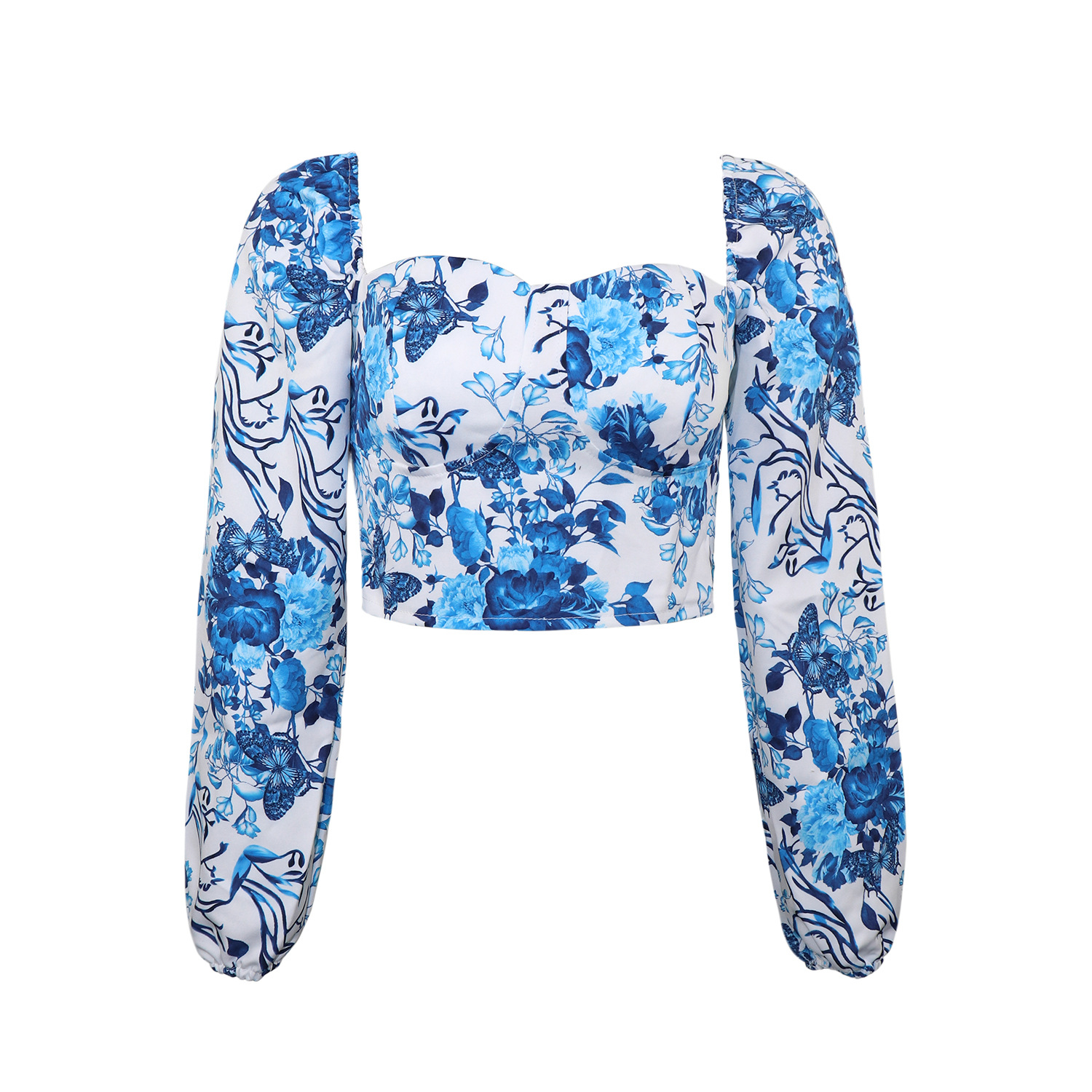 8751 сине-белый топ