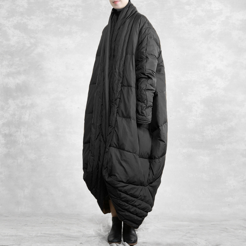 Winter plus size loose 90 white duck down warm lengthened waterproof down jacket women's thick casual Zen temperament