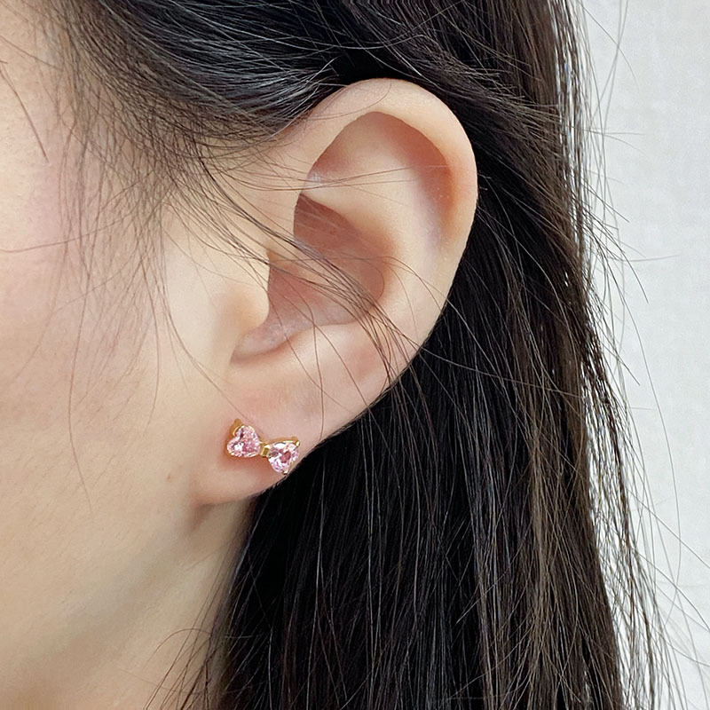 Daily Occasion 1 Pair Simple Style Bow Knot Plating Inlay Stainless Steel Zircon Ear Studs