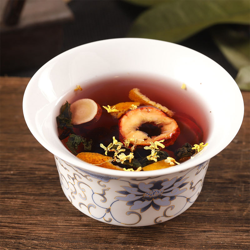 A traditional Beijing homemade beverage ingredient pack for sour plum tea, Osmanthus Sour Plum Powder, which is commercially available.