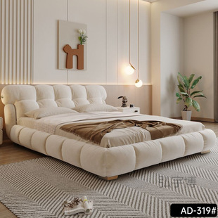 Hong P1 French Cream Style Puff Bed Modern Simple Soft Bed 1.5 Internet Popular Ins Style Double Fabric Bed