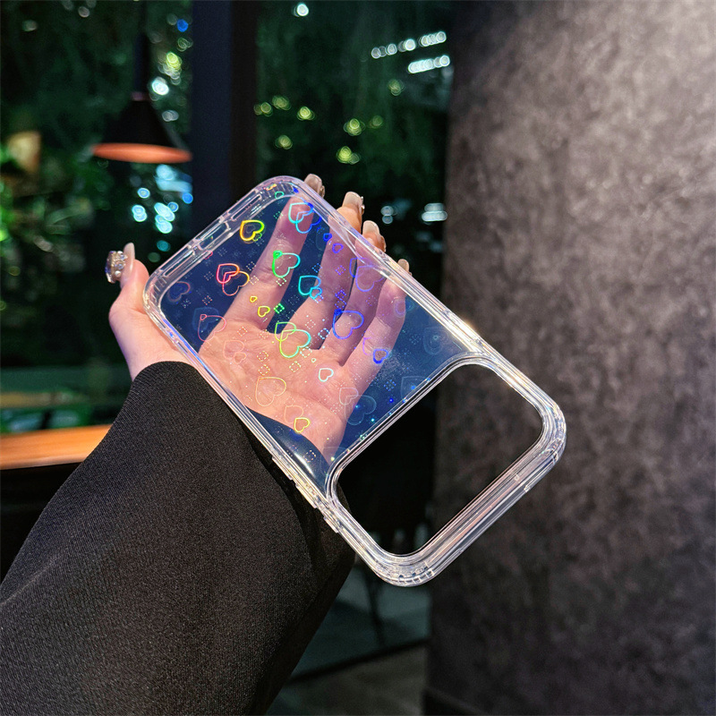 适用苹果17手机壳镭射小爱心iPhone17 Pro max透明壳17Air新款|undefined