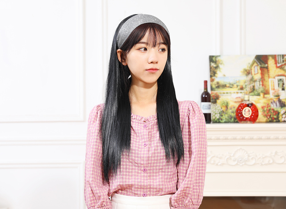 Synthetische Perücke, langer Stil, halbes Stirnband, glattes Haar, Perückenabdeckung_voghion.com