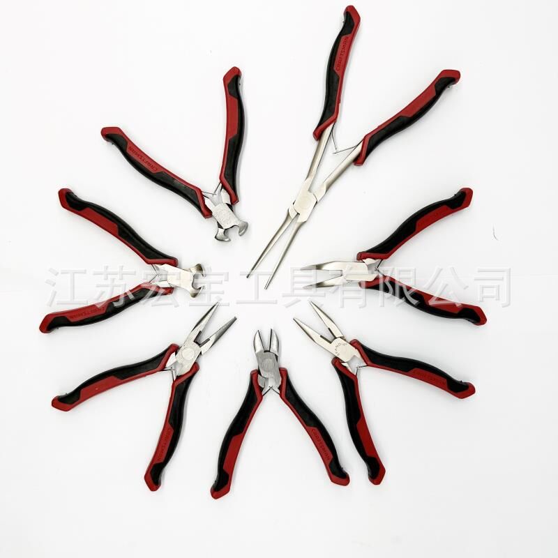 宏宝碳钢双簧迷你尖嘴钳直柄穿腮镍铁