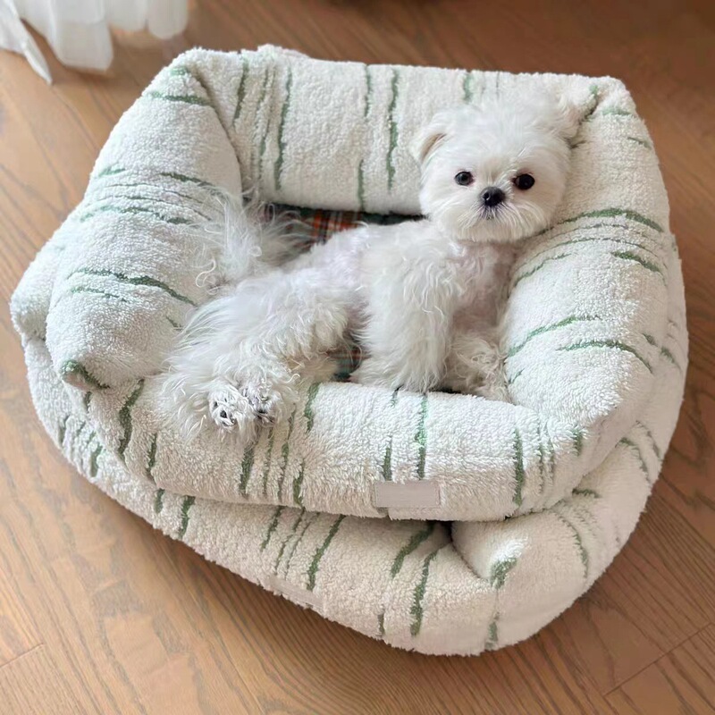 提花格子胖熊耳朵窝摇篮窝房子窝可拆洗三件套宠物棉窝猫狗狗窝|undefined