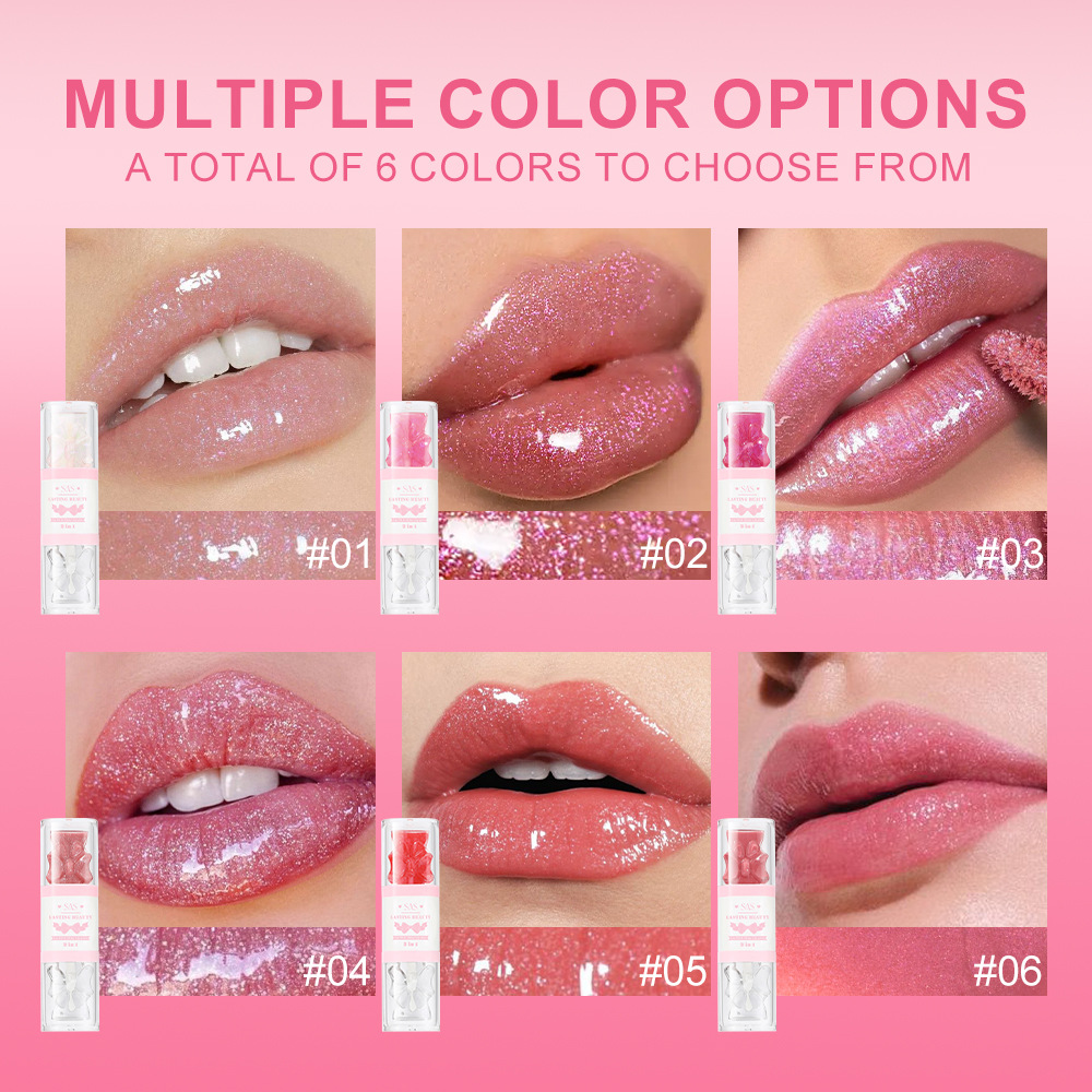 (caja de exhibición) SAS transfronterizo 6 colores doble aceite labial + caja de brillo labial perla al por mayor SLG004 image 4