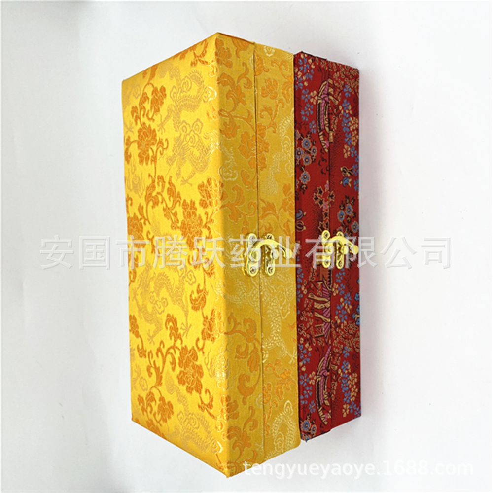 Hexagonal Brocade Gift Box Set of 10 Empty Jewelry Packaging Boxes Yellow Red 26x12x6.5cm quality and texture