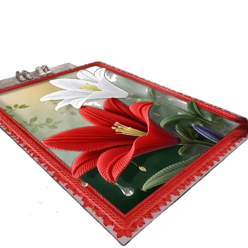 Diatomaceous Earth Bath Mat 3d Flower Pattern Non-slip Rug_voghion.com