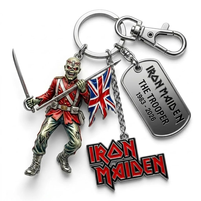 Iron Maiden 50th Anniversary Commemorative Keychain, Officially Licensed Stainless Steel Pendant Iron Maiden 50th Anniversary Commemorative Keychain, Officially Licensed Stainless Steel Pendant