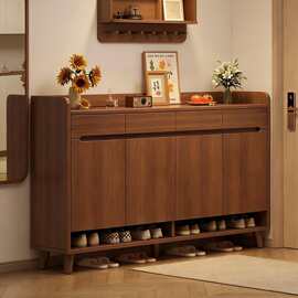 实木芯鞋柜家用门口新款室内新中式入户门玄关柜一体靠墙储物鞋架