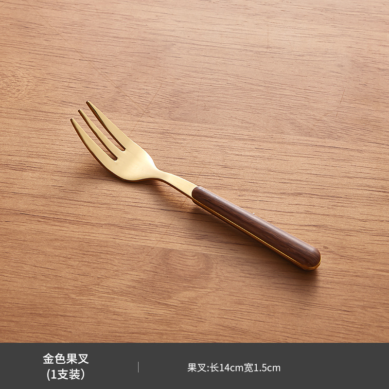 Tenedor de frutas de acero inoxidable cuchillo y tenedor de aislamiento térmico de grado alimenticio de alta calidad retro tenedor de comedor para pastel y postre set de cubiertos