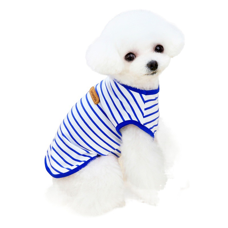 Ropa de perro ropa primavera y verano nuevo perro de peluche ropa de mascotas verano Delgado 21 casual rayas chaleco
